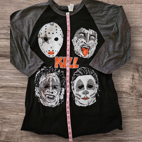 KISS/HORROR Mashup Baseball Tee - Picture 2 of 7